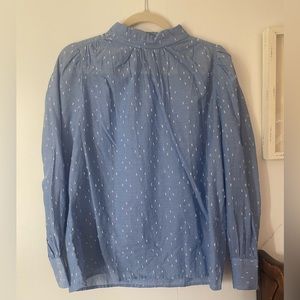 LOFT blue and white high neck long sleeve blouse - size small